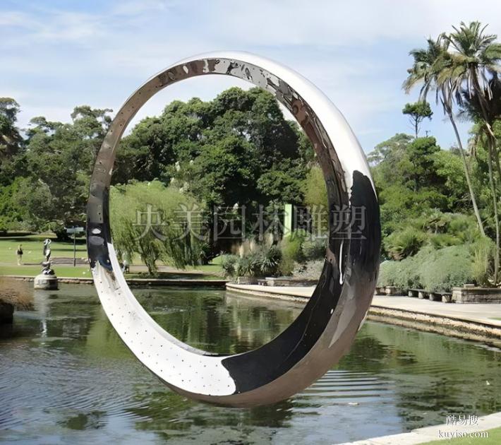 酒店景观小品不锈钢圆环雕塑定做-不锈钢景观圆环雕塑