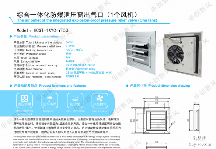 大儲、箱變物理/電動防爆泄壓 IP55消防防爆窗 可信號反饋聯(lián)動