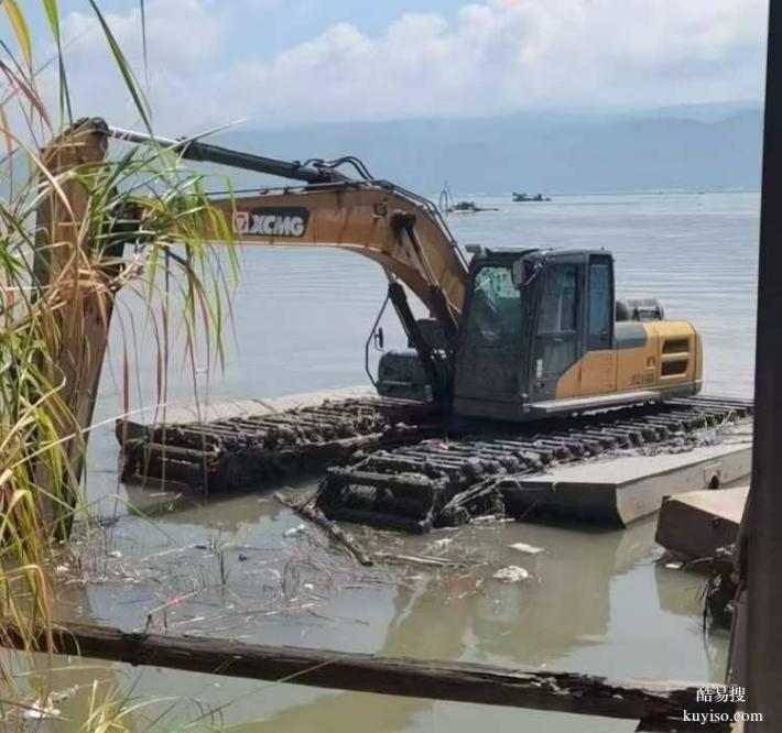 延安怎么找水陸挖機租賃水上浮桶式挖掘機租賃電話