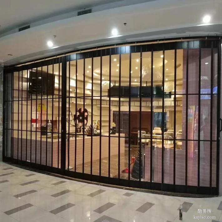 无锡铝合金水晶折叠门隔断门 江阴水晶折叠推拉门商场折叠门