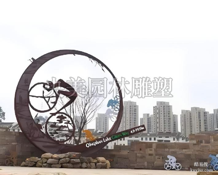 公园自行车雕塑,骑行运动人物雕塑